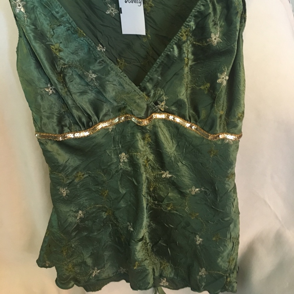 NWT Green silky top